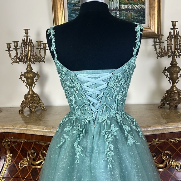 Meier Collection short lace up glitter beaded homecoming prom dress - Picture 5 of 5